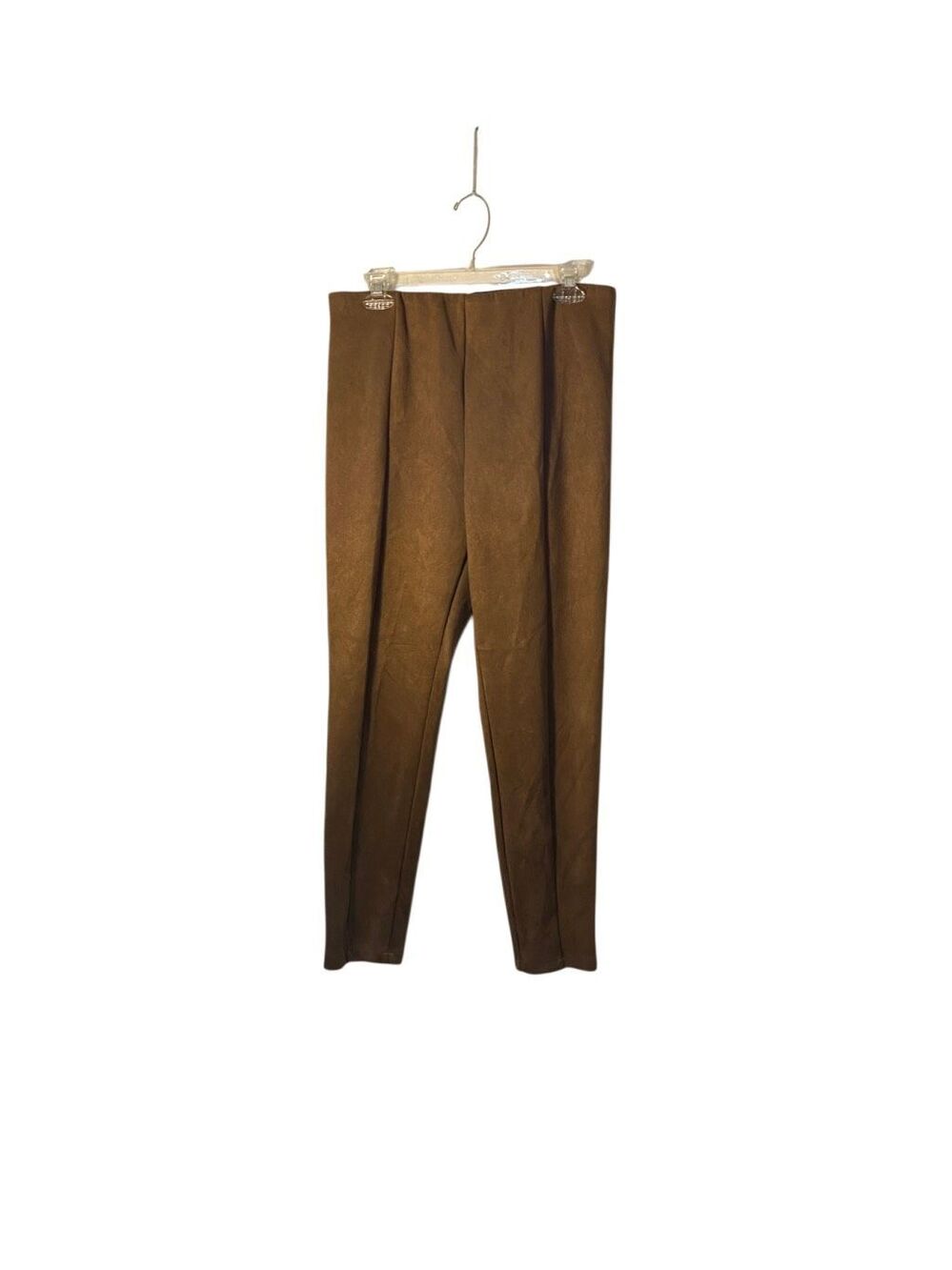 Loft Brown faux suede Ponte knit skinny pants leggings L